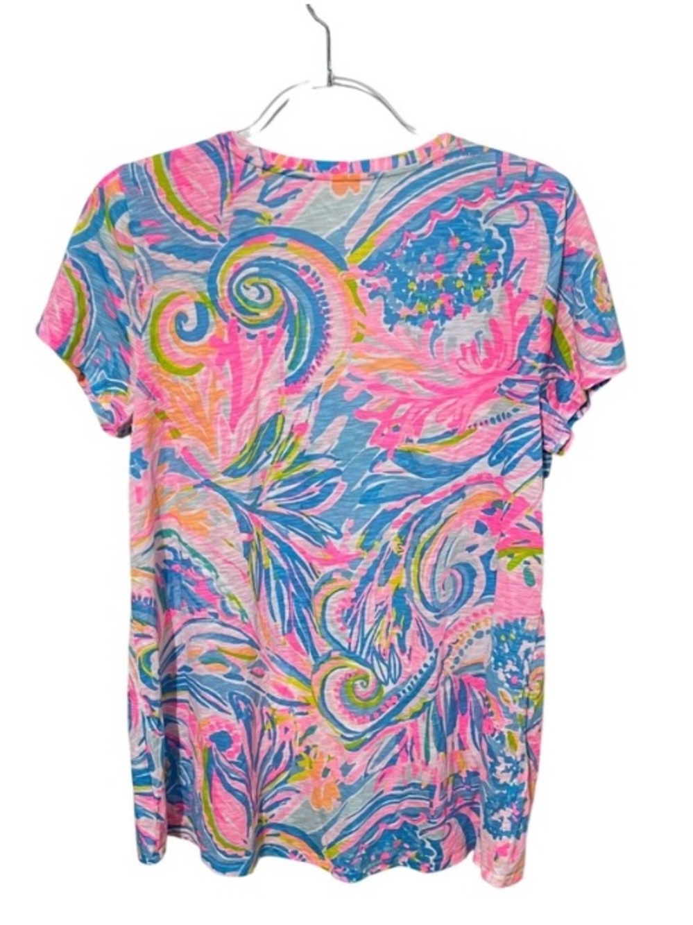 Lilly Pulitzer Pink & Blue Swirl Printed Short Sleeve Tee - EUC